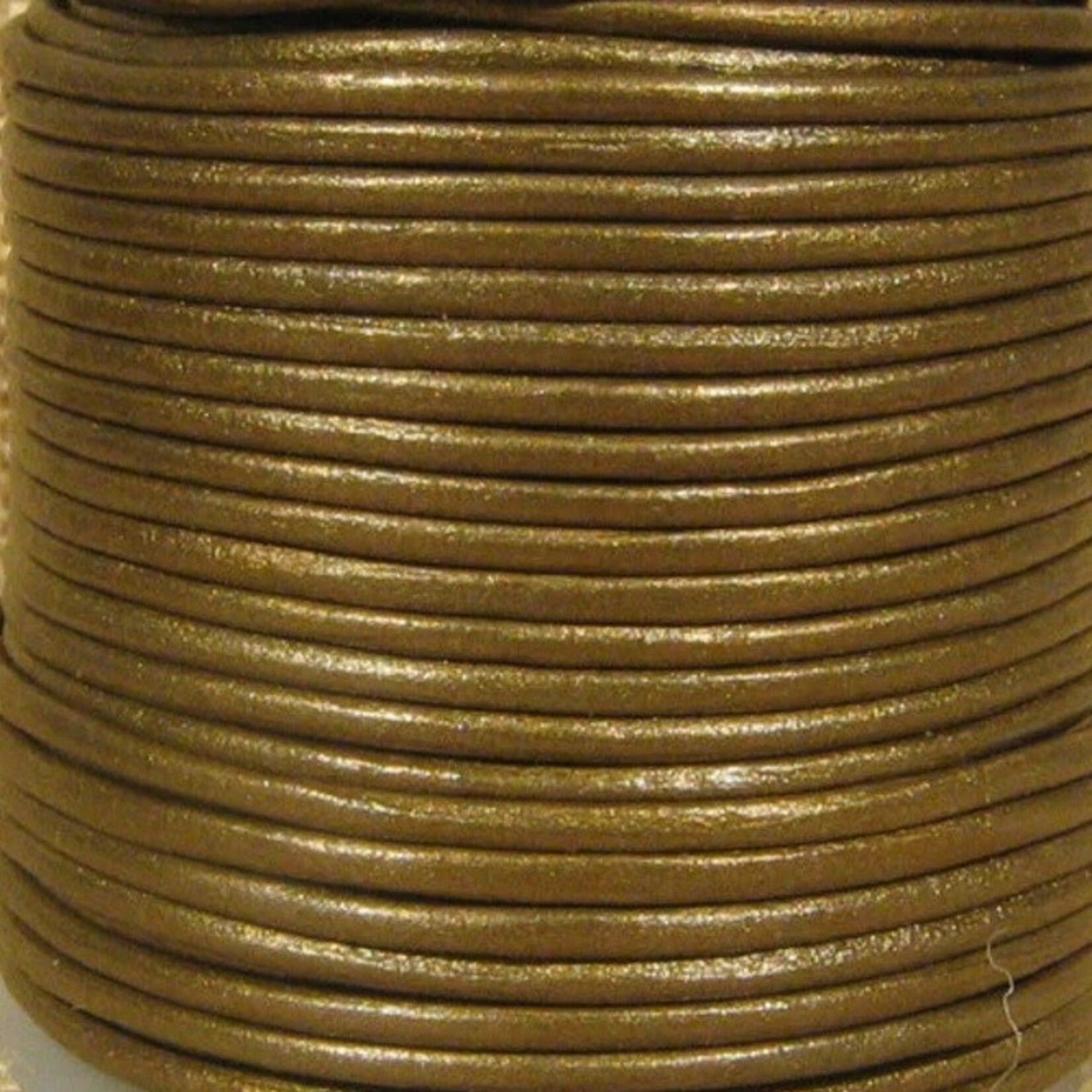 Leather 1.5mm Round Cord Metallic Mehandi - 1 foot