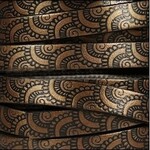 Leather Flat Strap 10x2mm Embossed Bronze - 1 Inch