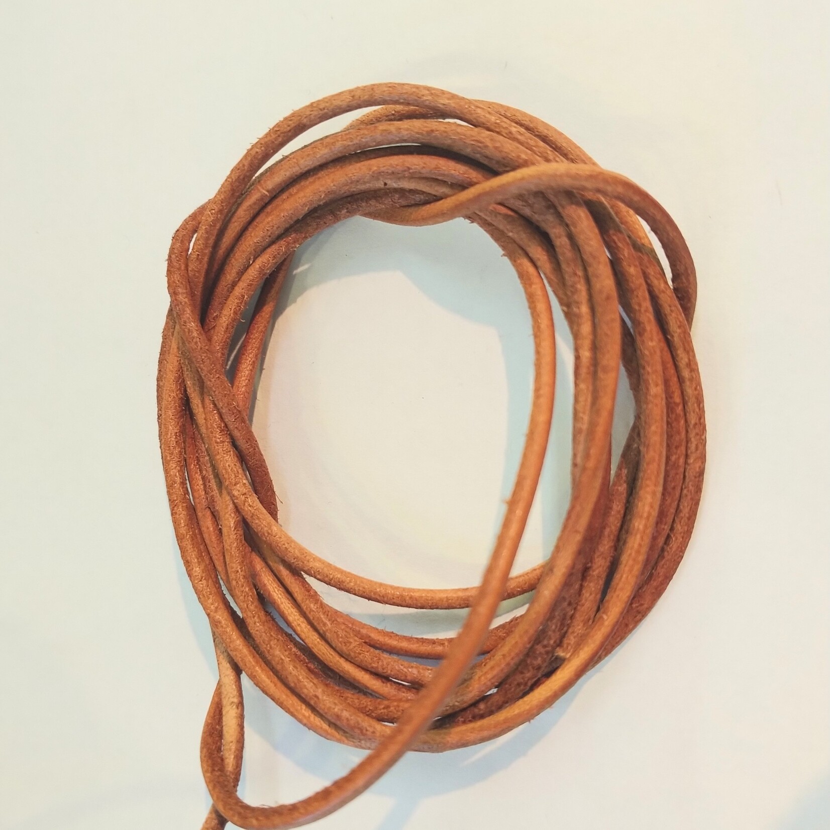 Leather 1.5mm Round Cord Natural Brown - 1 foot