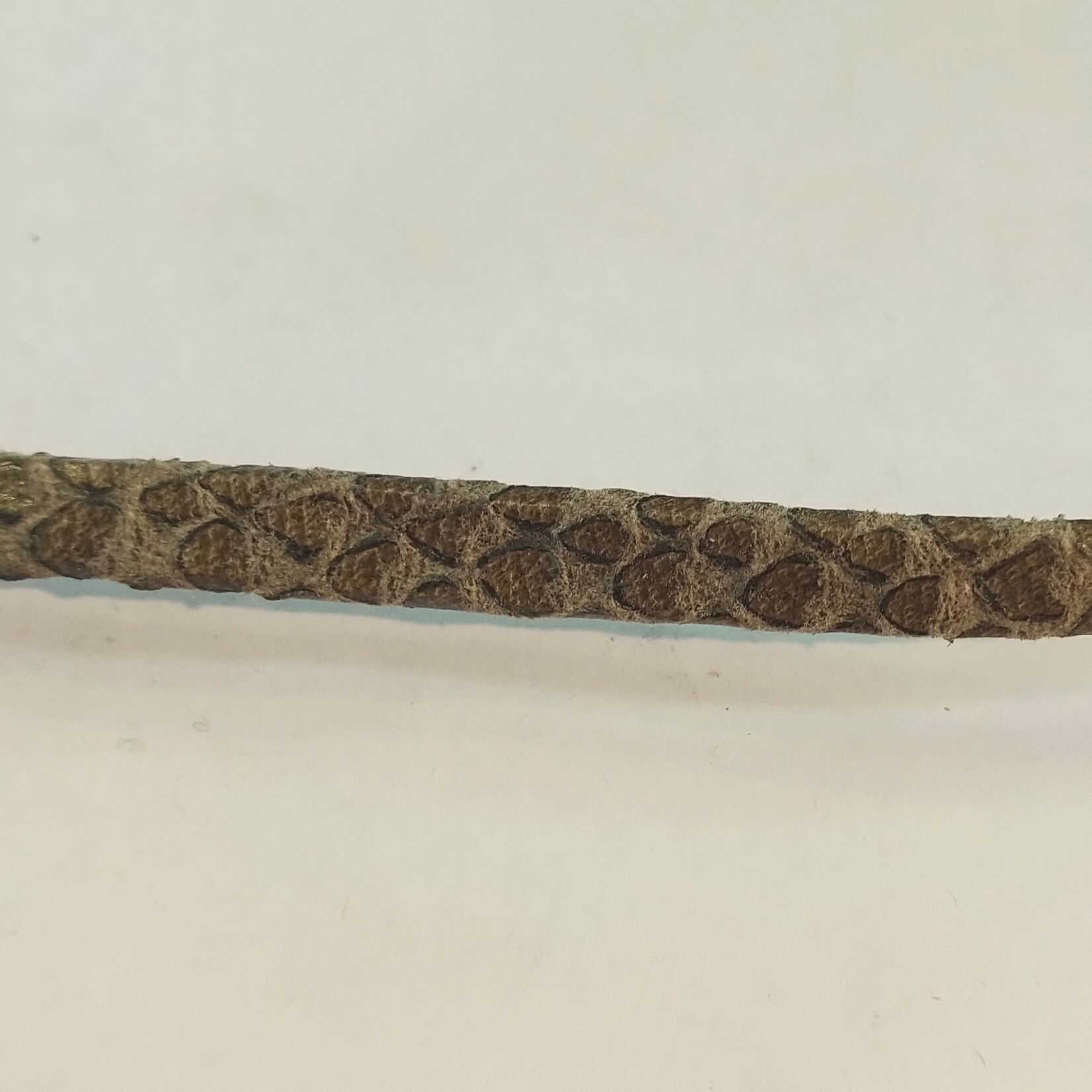 Leather Flat Strap 5x2mm Snakeskin Khaki - 1 Inch