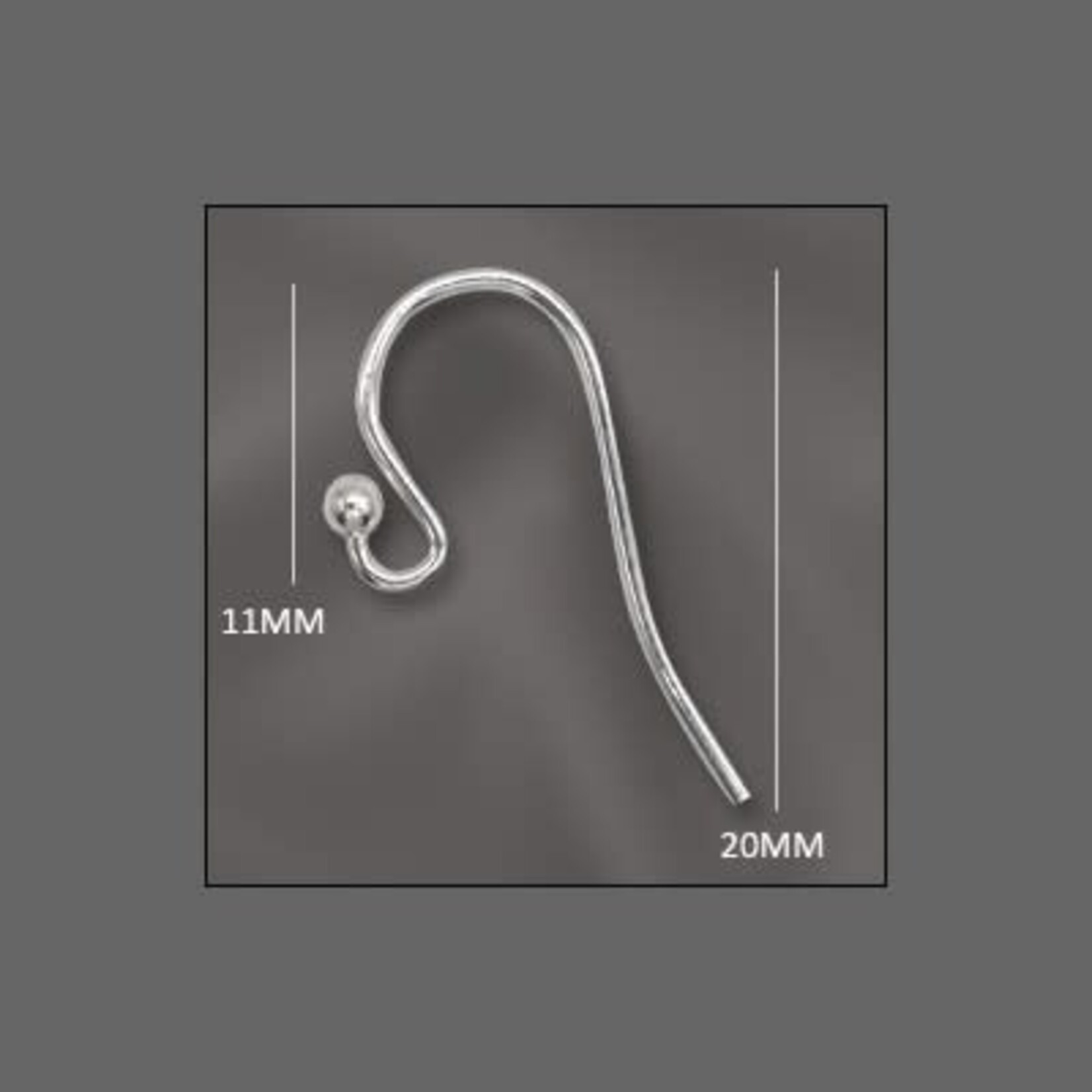 Sterling Silver Earwire W/ Loop & 2mm Ball - Pair