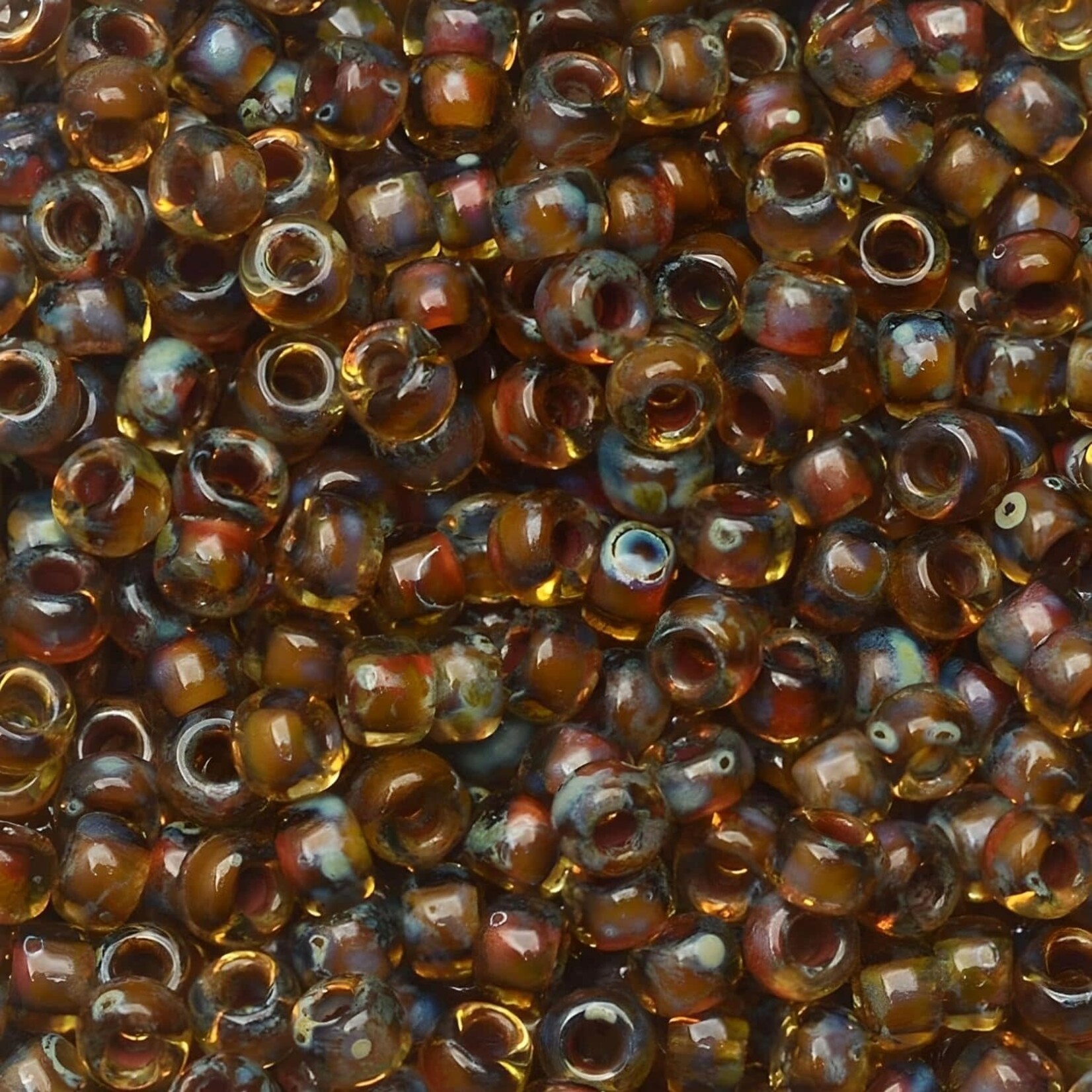 Miyuki Miyuki 8/0 Transparent Saffron Picasso Seed Beads - 22gm tube