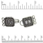 Bali Style 3-Strand Square Buckle Clasp - Silver Plated