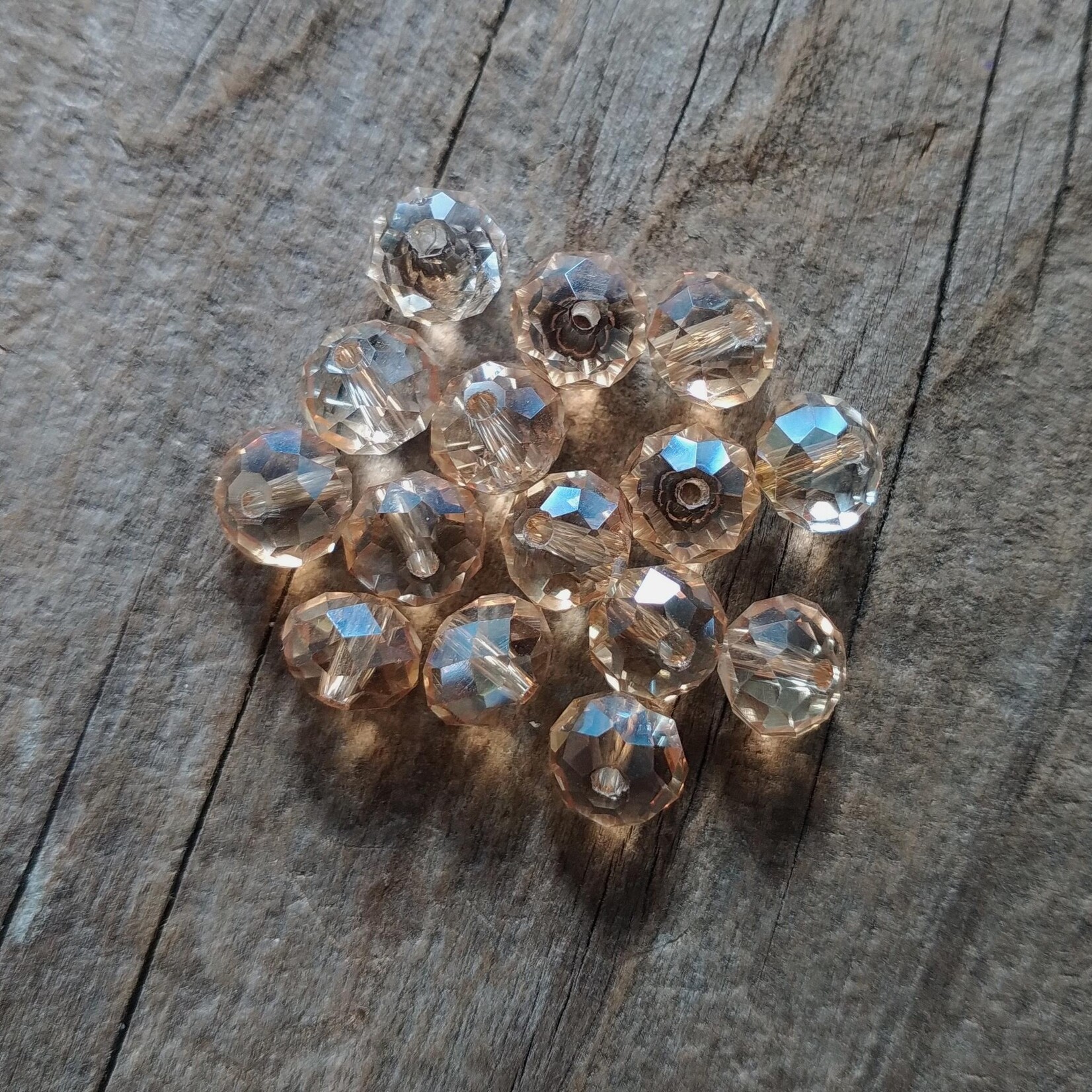 Faceted Glass Rondelle 6x8mm Golden Shadow 15 Pieces