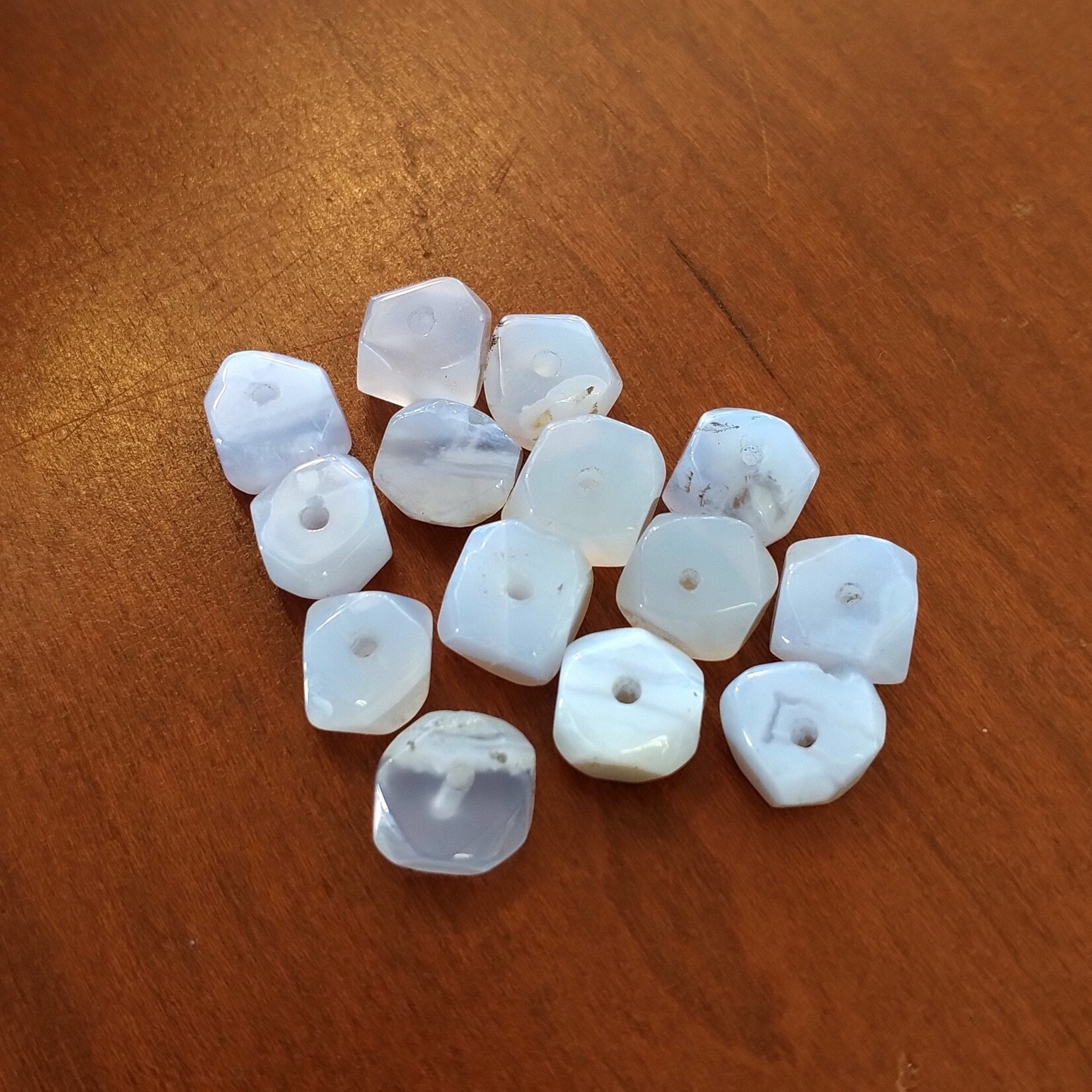 Blue Lace Agate Faceted Wheel Bead