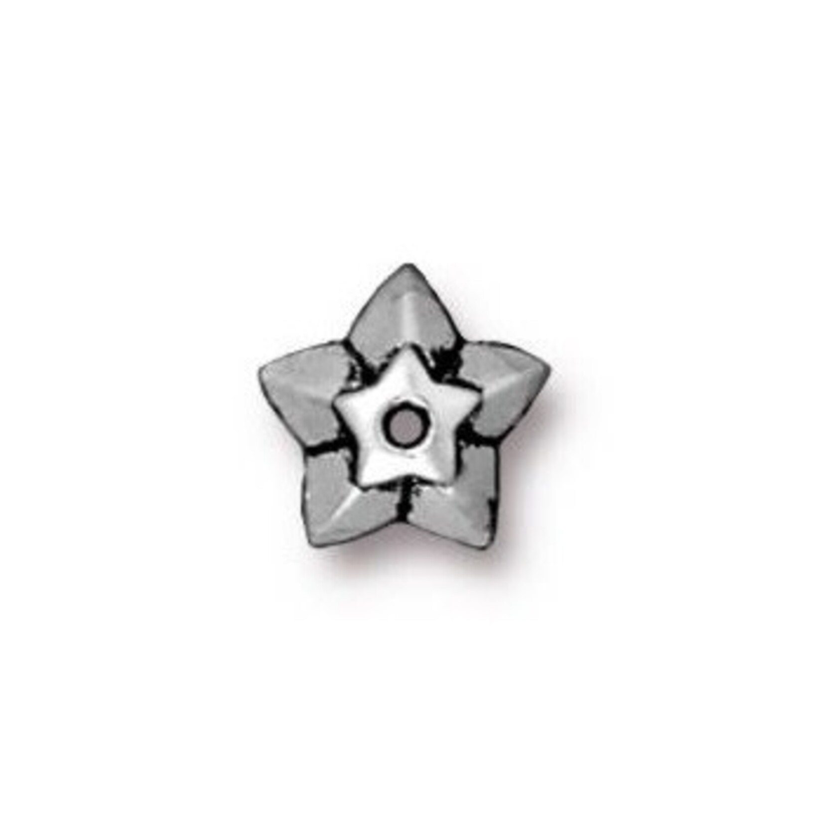 TierraCast Star Bead Cap - Antique Silver Plated