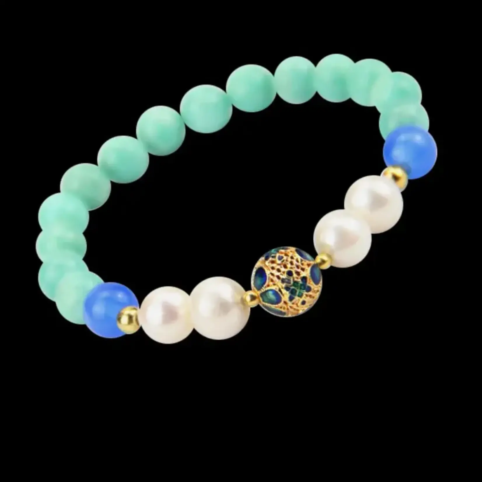 Cloisonne Dripping Water 10mm Gold Round Filigree Bead