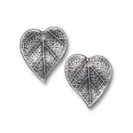 Heart Leaf Antiqued Pewter Charm