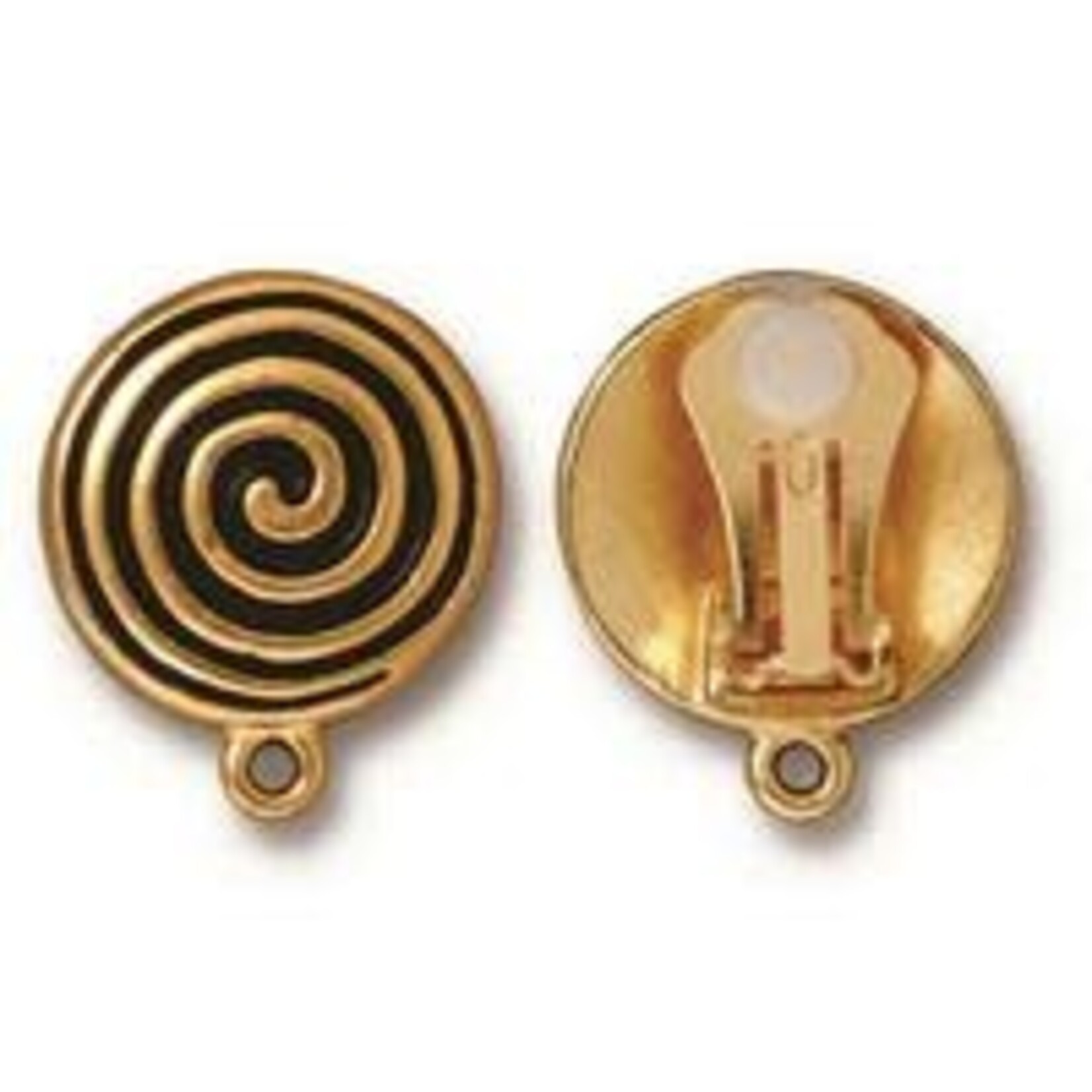 TierraCast Spiral Earring Clip Antique Gold Plated - Pair