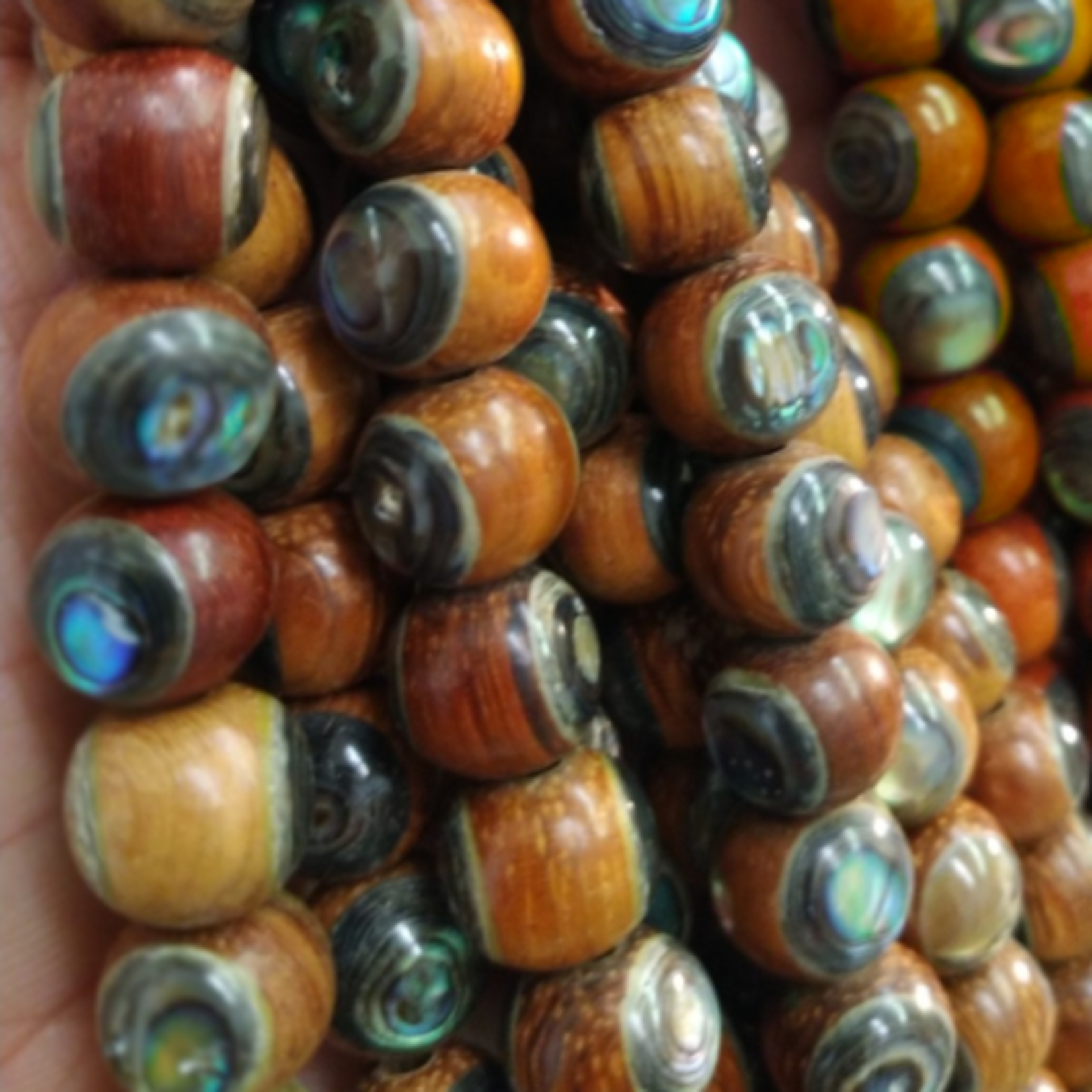 Abalone Inlaid in Bayong Wood 9mm Bead