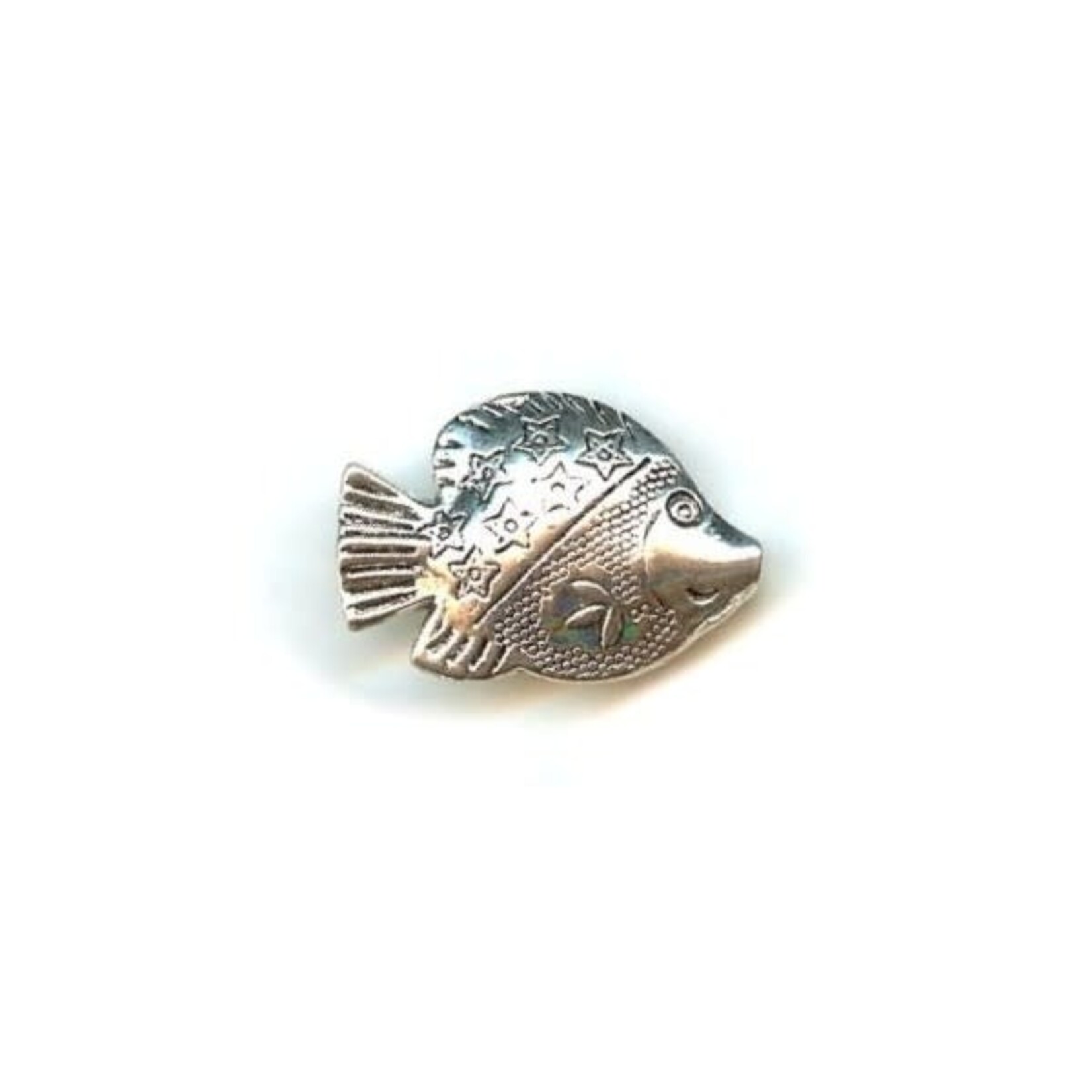 Pewter Fish Mama Bead with Stars Large 31x21mm