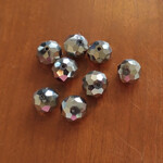 Faceted Glass Rondelle 10x12mm Silvery Pyrite - 8 Pieces