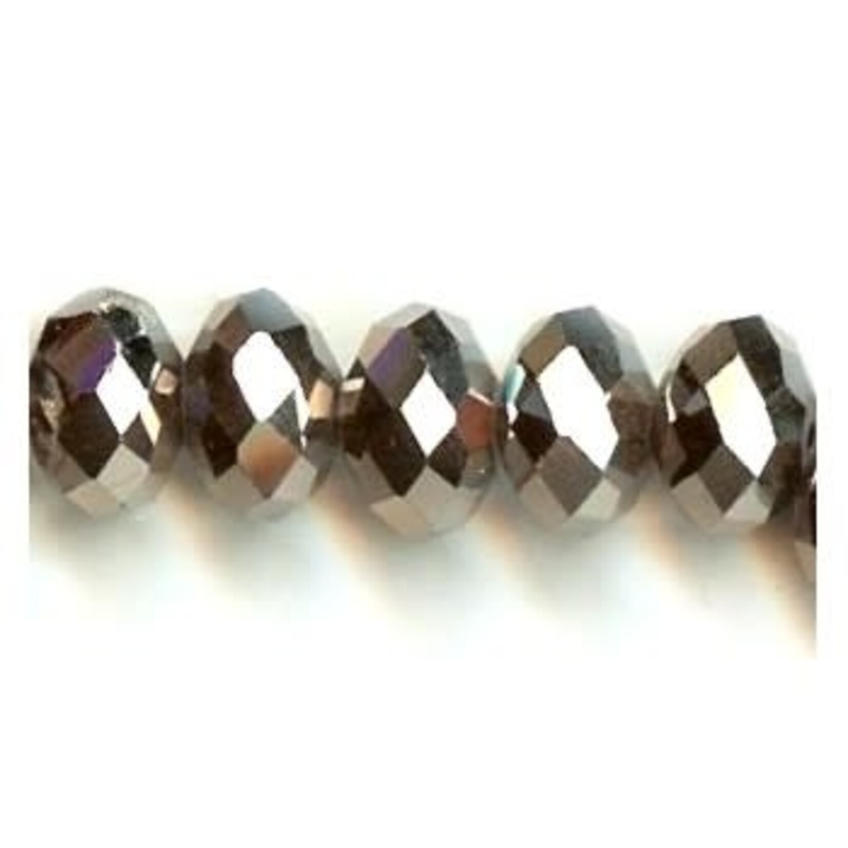Faceted Glass Rondelle 10x12mm Silvery Pyrite - 8 Pieces