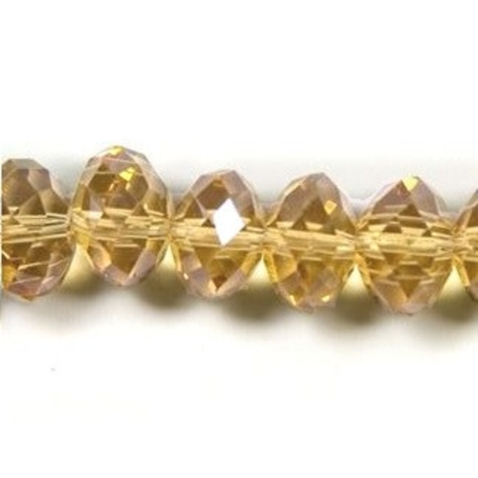 Faceted Glass Rondelle 10x12mm Golden Shadow Bead - 12 Pieces