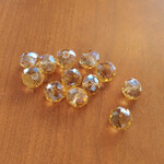 Faceted Glass Rondelle 10x12mm Golden Shadow Bead - 12 Pieces