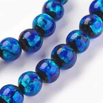 Dichroic Glass  6mm Blue Green Black Bead