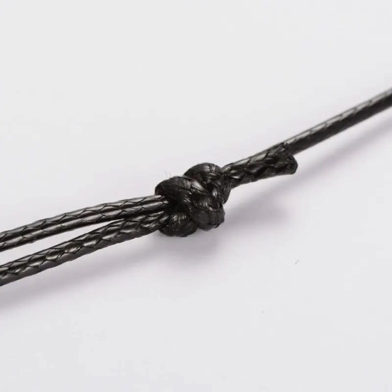 Black Waxed Polyester 1mm Cord Adjustable Necklace w/ Knots