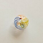 Hollow Lampwork Glass 14mm Clear w/ Multicolored Swirl Round Ball Bead