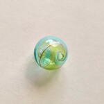 Hollow Lampwork Glass 14/16mm Blue/Green w/ Brown Swirl Round Ball