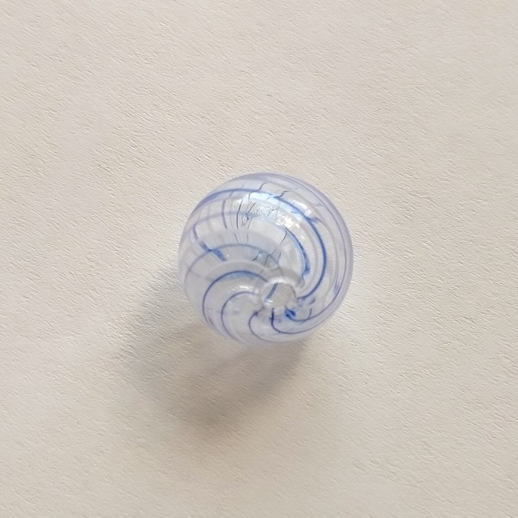 Hollow Lampwork Glass 14/16mm Clear and Blue Swirl Round Ball Bead