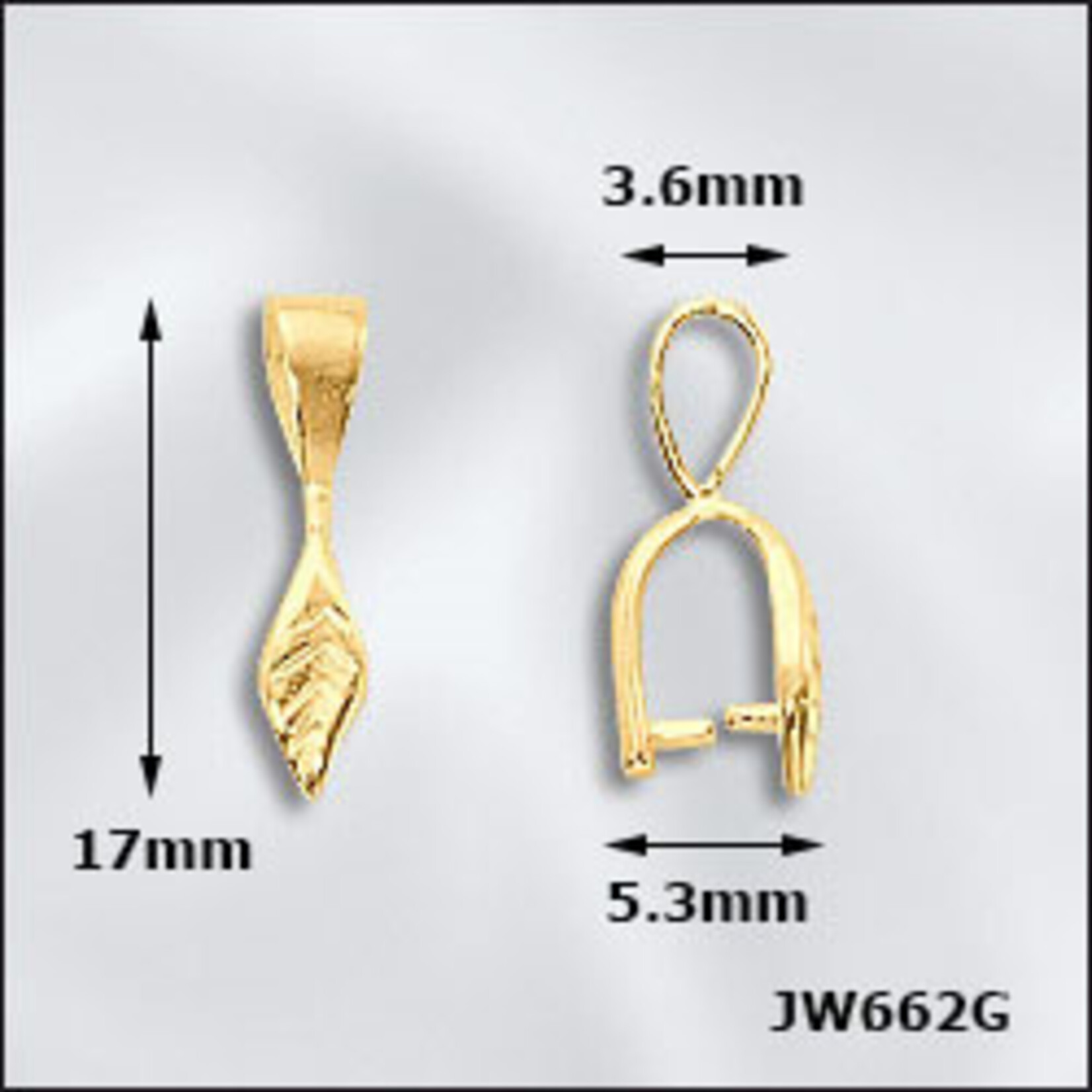 Gold Plated Pinch Bail Small With Loop and Decorative Leaf