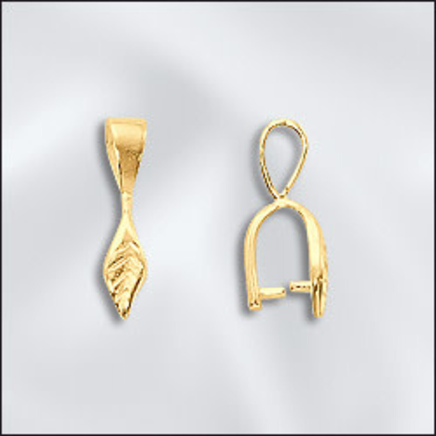 Gold Plated Pinch Bail Small With Loop and Decorative Leaf