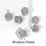 Crown 11mm Rhodium Plated Bead Cap