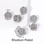 Crown 13mm Rhodium Plated Bead Cap