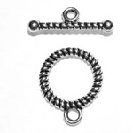 Twisted Rope Pewter Bar (14mm) and Toggle (10mm) Clasp