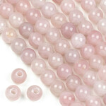 Rose Quartz 12mm Round Bead 8" Strand w/ 4mm Large Hole