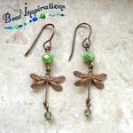 Vintaj Dragonfly Green Earrings - Ready to Wear
