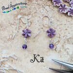 Purple Flower Mother of Pearl Earring Kit