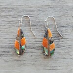 Shell Spiny Oyster Abalone Leaf Earrings - Ready to Wear