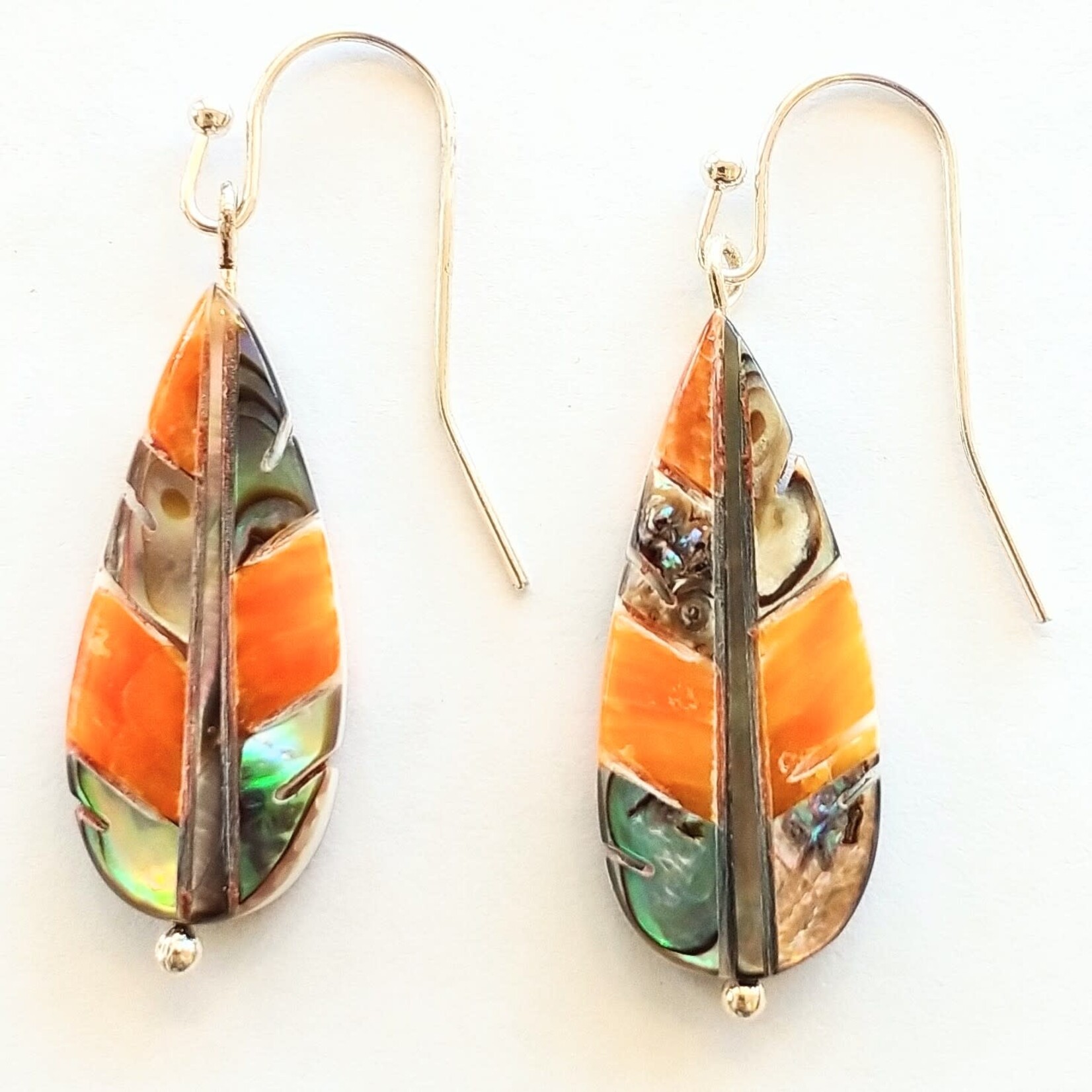 Shell Spiny Oyster Abalone Leaf Earrings - Ready to Wear