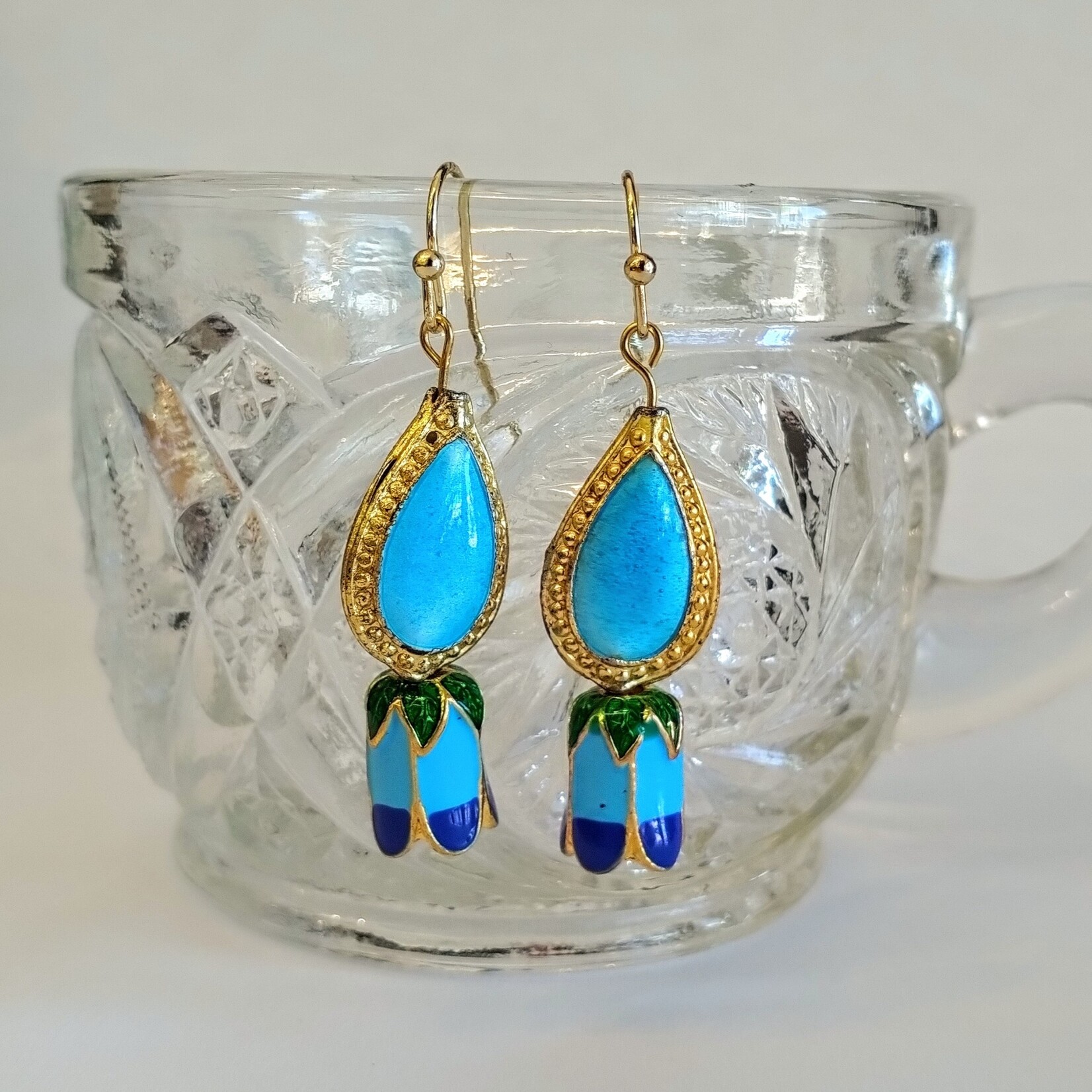 Bead Inspirations Blue Lagoon Tulip Earrings - Ready to Wear