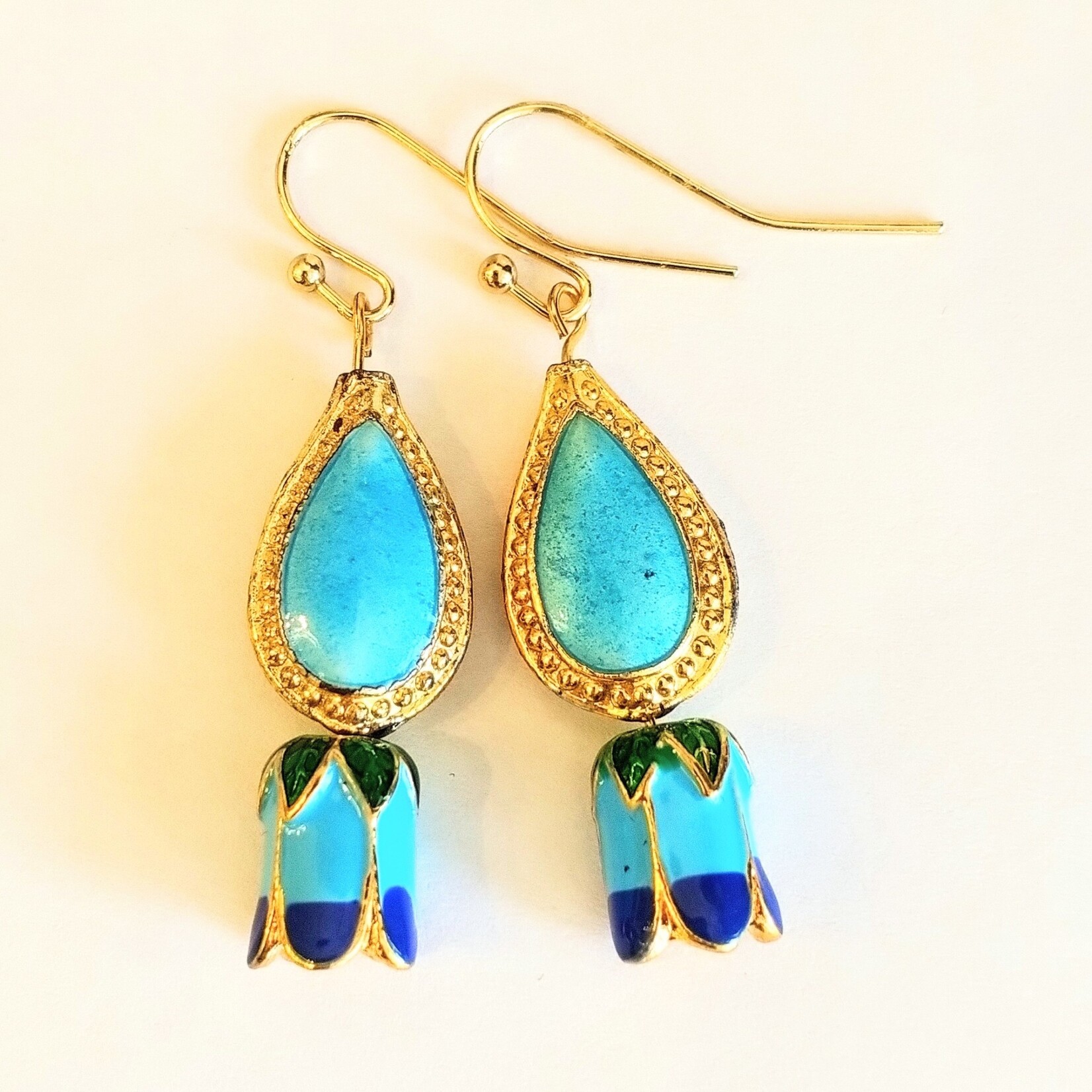 Bead Inspirations Blue Lagoon Tulip Earrings - Ready to Wear