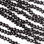 Crystal 2x3mm Jet Black Rondelle Beads - 15.5" Strand