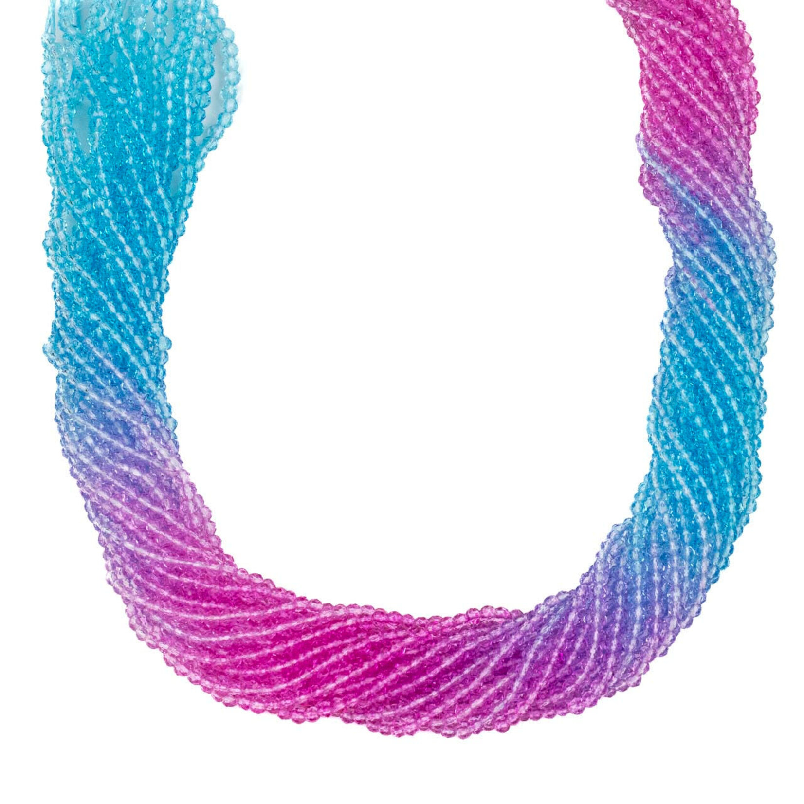 Crystal  2x3mm Ombre Bright Pink & Blue Faceted Rondelle Beads - 14" Strand