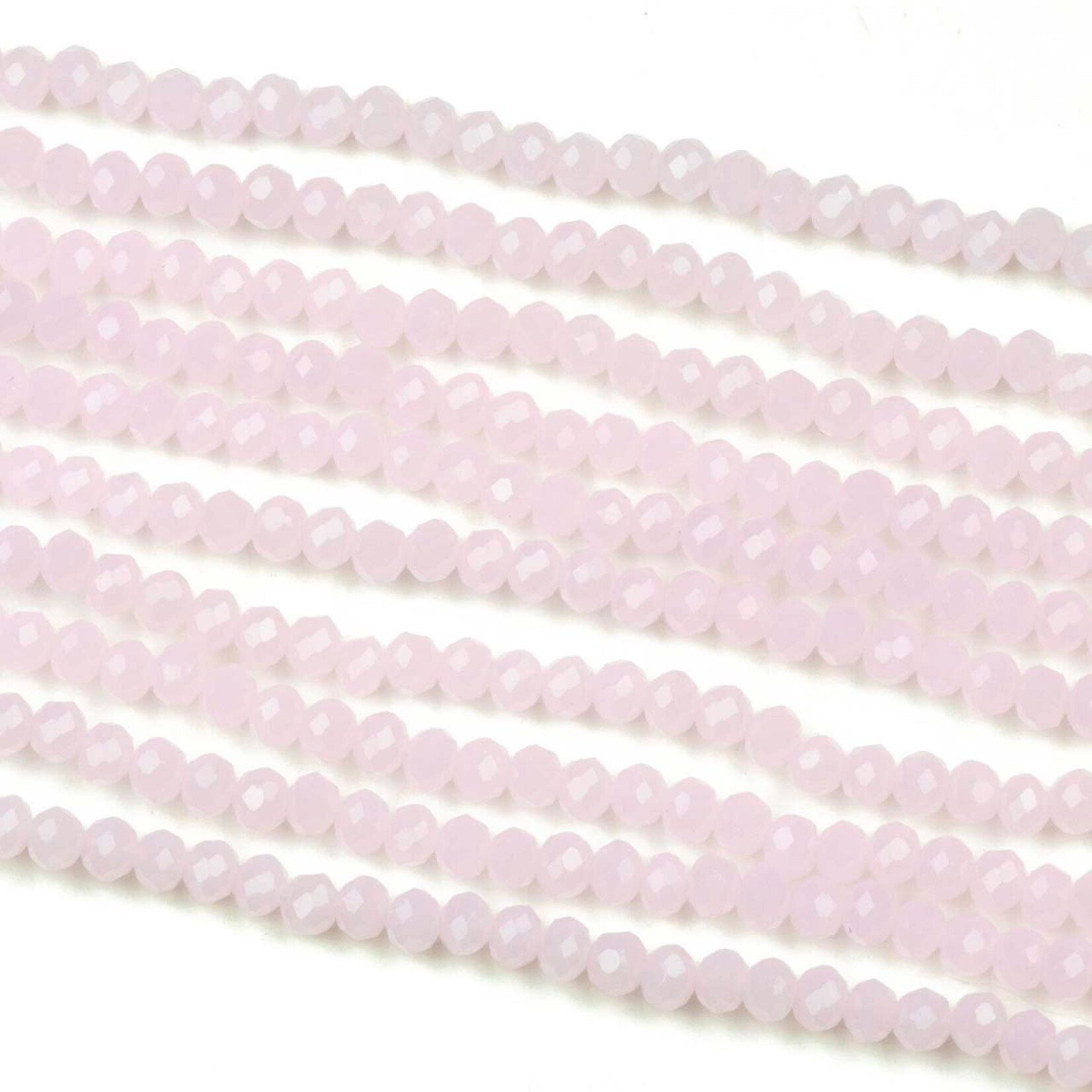 Crystal 2x3mm Opaque Primrose Pink Faceted Rondelle Beads - 15" Strand