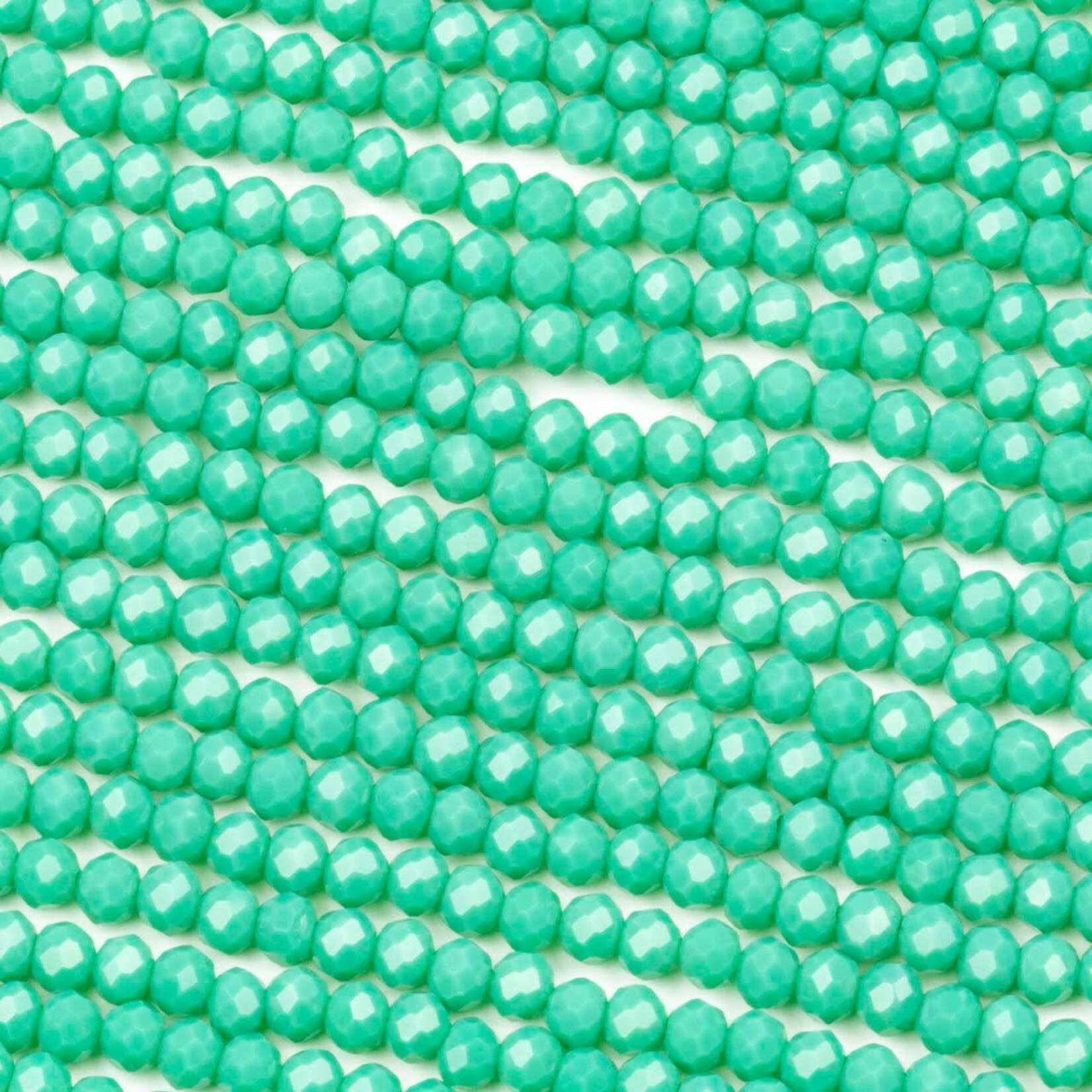 Crystal  2x3mm Opaque Parrot Green Faceted Rondelle Beads - 14" Strand