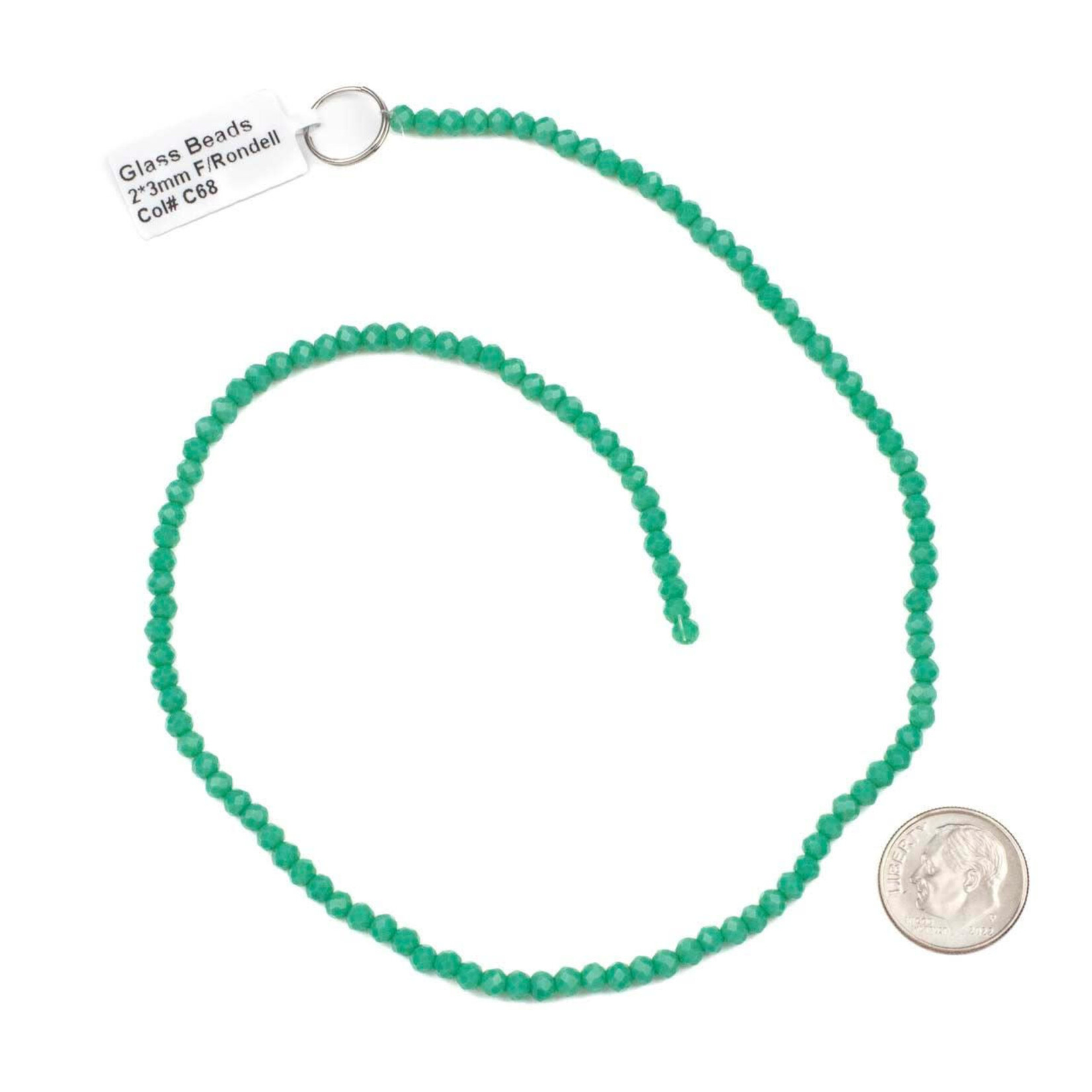 Crystal  2x3mm Opaque Parrot Green Faceted Rondelle Beads - 14" Strand