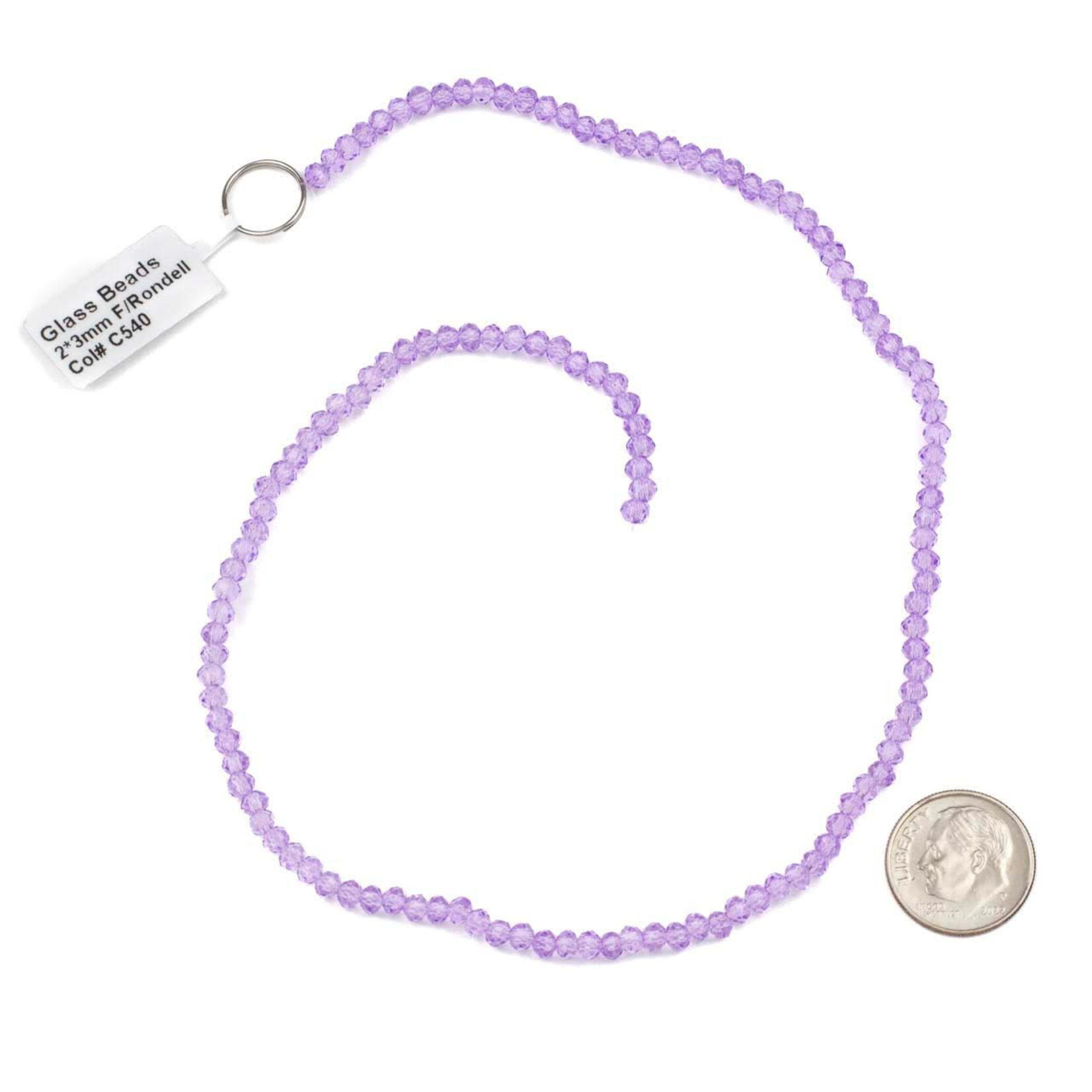 Crystal  2x3mm Light Orchid Purple Faceted Rondelle Beads - 13" Strand