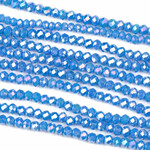 Crystal 2x3mm Opaque Cerulean Blue AB Rondelle Beads - 15.5" Strand