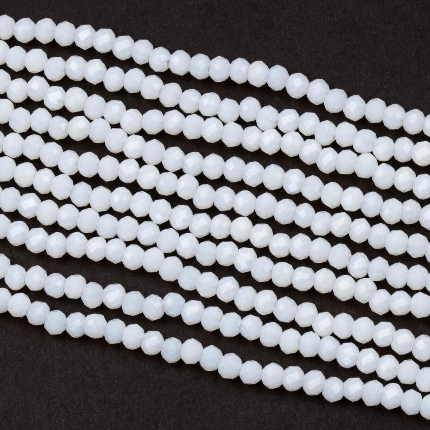 Crystal  2x3mm Opaque White Faceted Rondelle Beads -  15" Strand