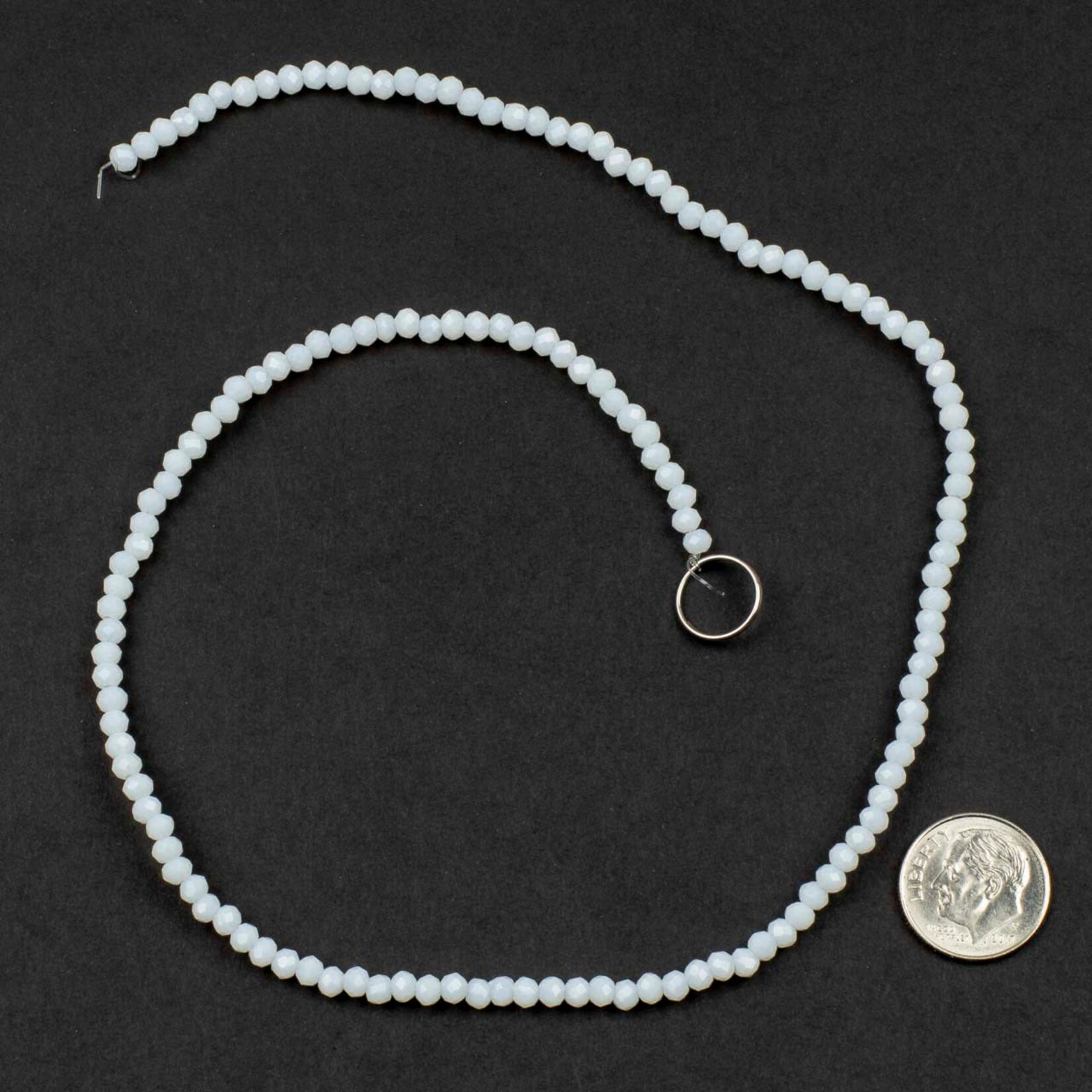 Crystal  2x3mm Opaque White Faceted Rondelle Beads -  15" Strand