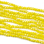 Crystal  2x3mm Opaque Lemon Zest Yellow AB Rondelle Beads - 15" Strand