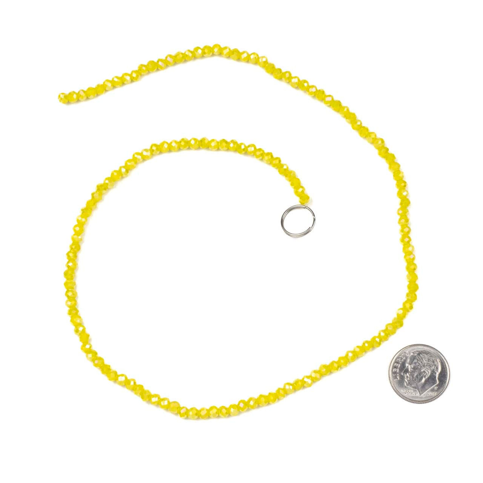 Crystal  2x3mm Opaque Lemon Zest Yellow AB Rondelle Beads - 15" Strand