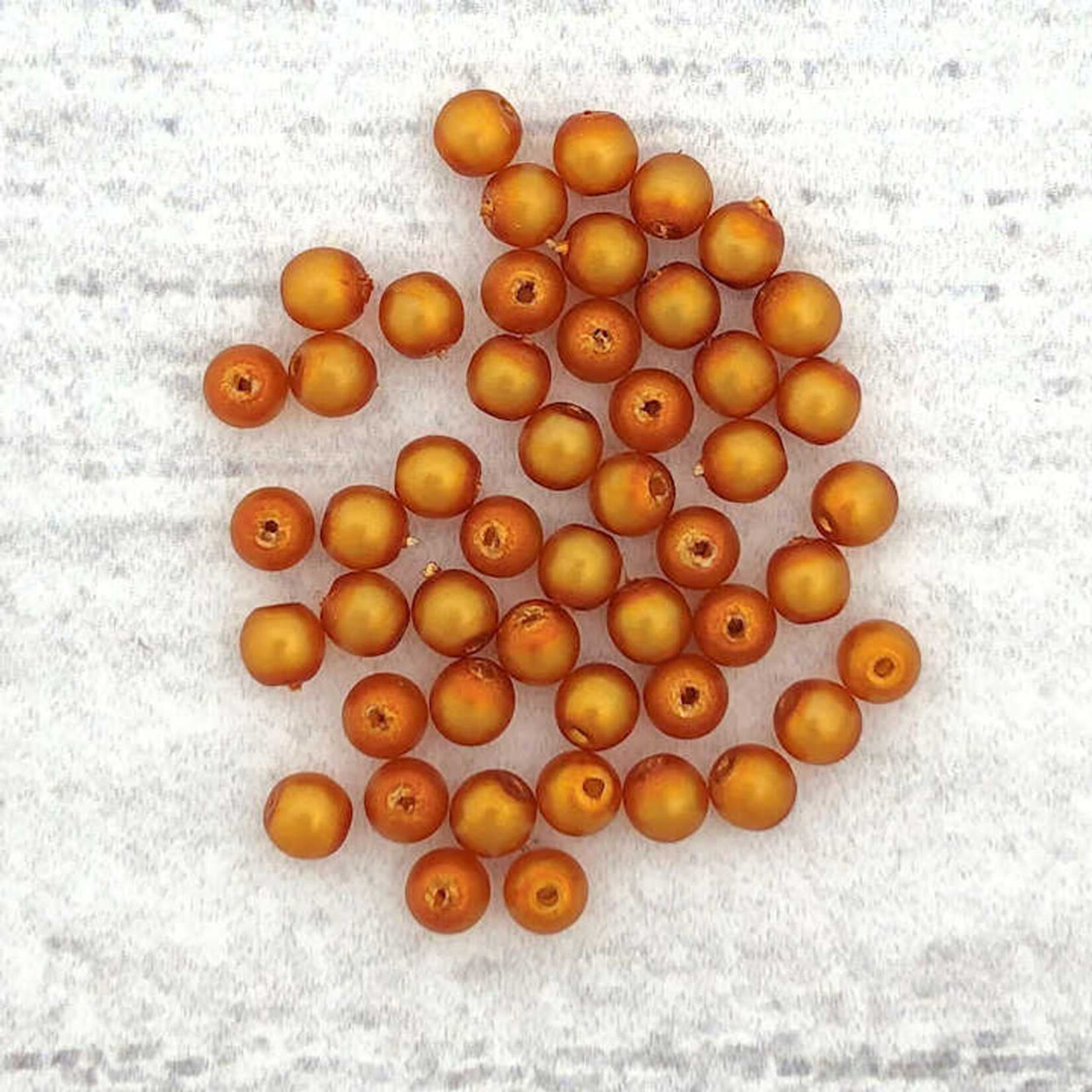Druk Glass Bead Amber Metallic Suede 3mm Round - Bag of 25