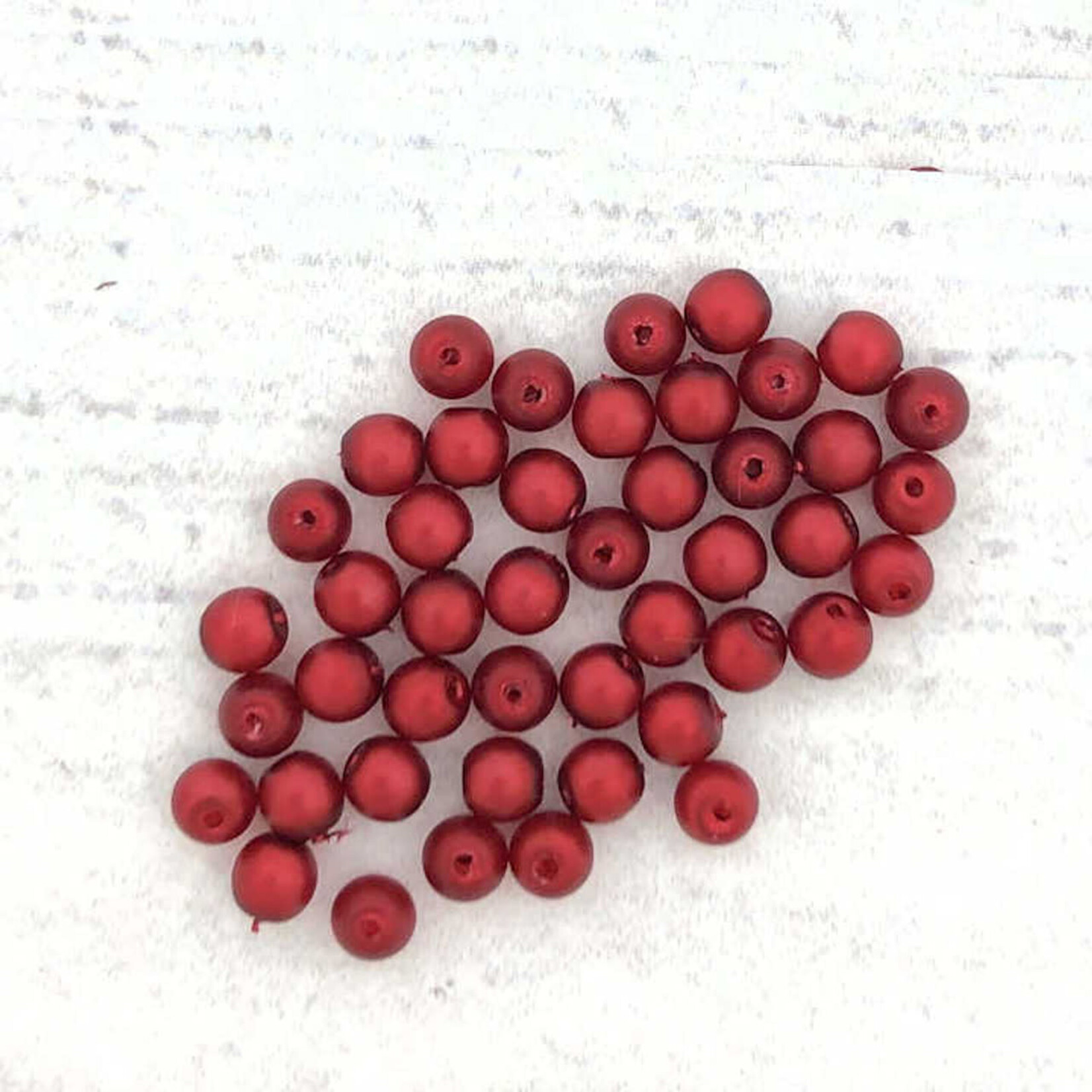 Druk Glass Bead Red Metallic Suede 3mm Round - Bag of 25