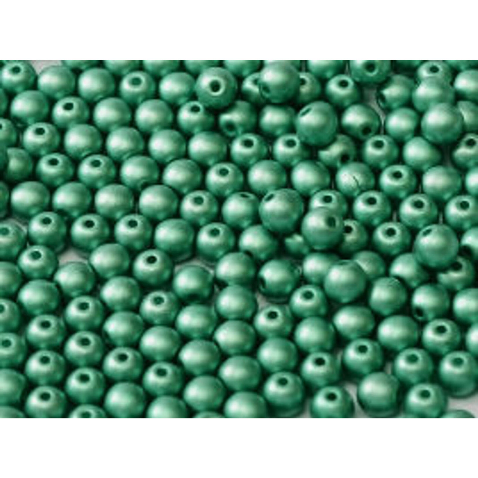 Druk Glass Bead Metallic Emerald 3mm Round - Bag of 25